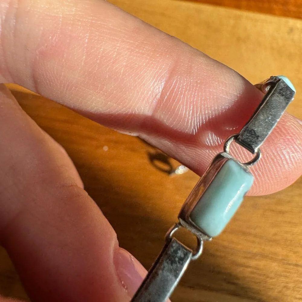 Sterling Silver and Larimar Bracelet 6.75